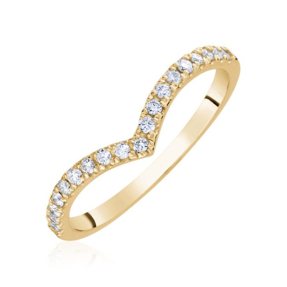 DIAMOND GOLD V RING - Picture 1 of 1